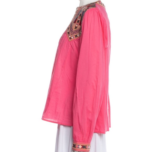 Sézane Pink Crewneck Printed Blouse Women’s US 4, FR 36 - Picture 2 of 3